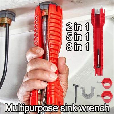 8 In 1 Anti-slip Waschbecken Wasserhahn Schlüssel Multifunktionale Doppel Kopf Reparatur Schlüssel Warmwasserbereiter Sanitär-werkzeuge Bad Werkzeug Sets