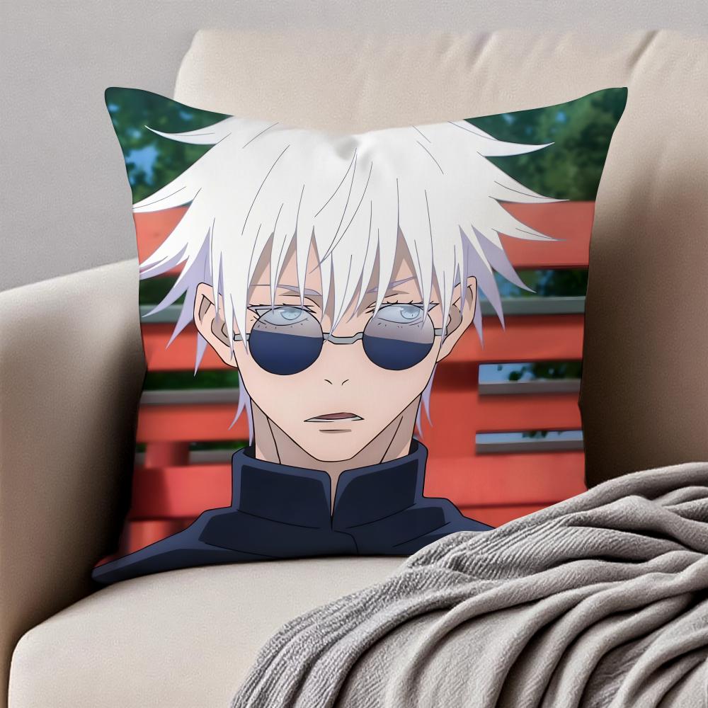 JJujutsu Kaisen GGojo Satoru Cushion Cover Pillowcase Antidustmite Invisible Zipper Short Plush Sofa Cushion