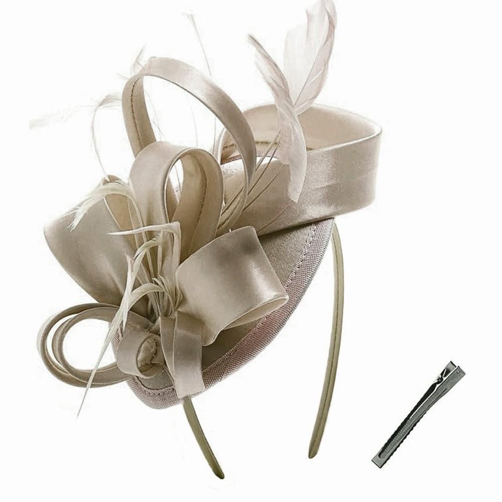Lightweight Bow Feather Fascinator Headband Satin Tea Party Hair Hoop Heart Hairband Cosplay
