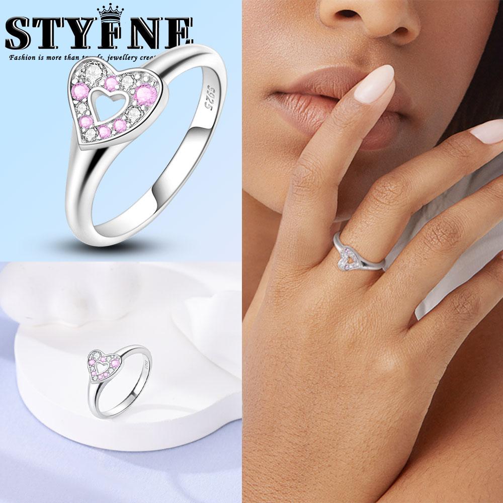 Valentine Day Engagement Ring copper Heart, Red, Pink, White, Blue Ring for Women Holiday Jewellery Gift High Quality