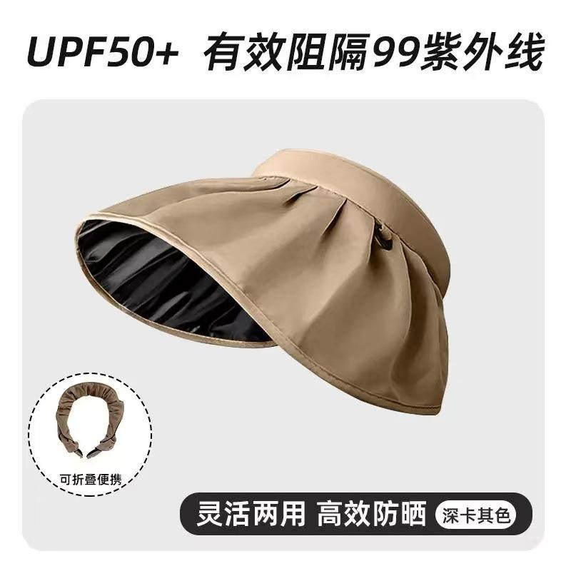 

Sunscreen hat Women s UV protection sun hat Foldable vinyl bucket hat Face covering Seaside large brim sun hat