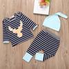 3pcs Newborn Baby Boy Girl Cotton Striped Outfit Set With Long Sleeve Top Pants And Hat For Spring And Autumn Comfort