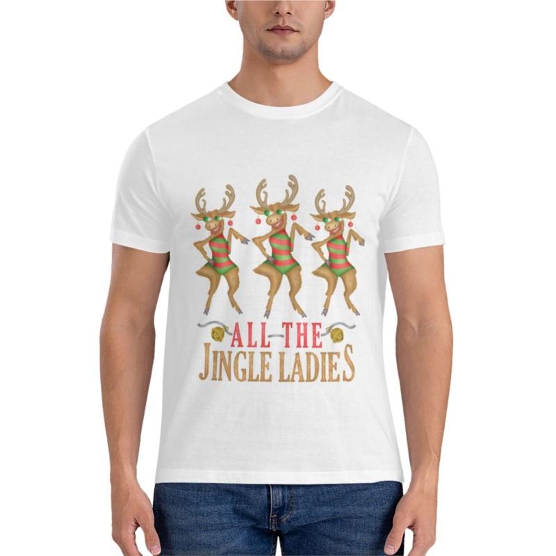 Funny Christmas Reindeer All the Jingle Ladies Classic T-Shirt Black T-shirts for Men Clothes F