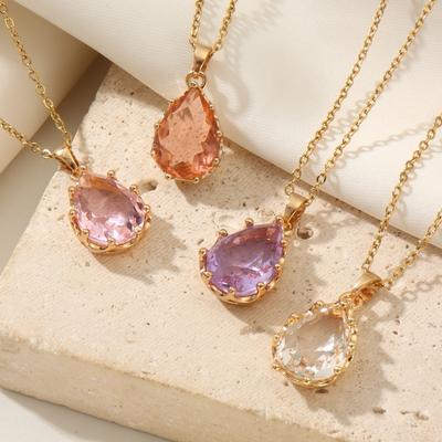 Wassertropfen Anhänger Halskette für Damen 2025 Neue Persönlichkeit Mode Imitationskristall Halskette Hochzeitsparty Schmuck Accessoires