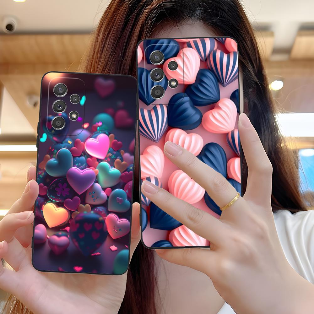 Y2K Glowing Hearts Mobile Phone Case for Samsung Galaxy A73 72 71 70 56 55 54 53 52 36 35 34 23 16 15 5G Colour Protective