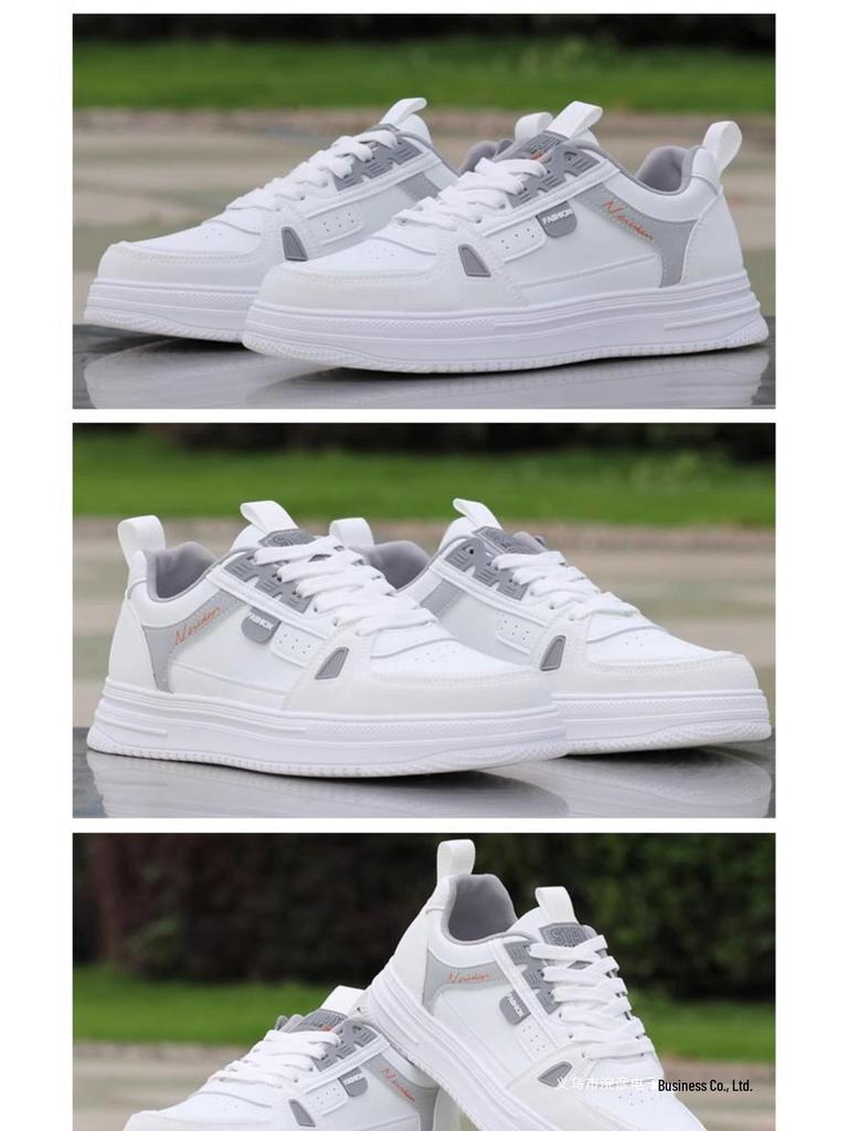 Męskie skórzane trampki za kostkę: Wiosna/Jesień 2025 Codzienne Białe Wszechstronne Buty Deskorolkowe