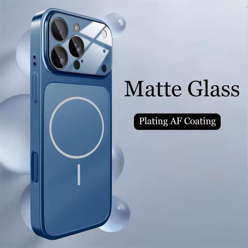 Glass Nano Matt Deksel For iPhone 17 Air 16 15 14 13 Pro Max 17Pro Magnetisk For Magsafe Trådløs Lading Armor Funda