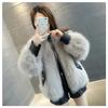 Fur jacket women's imitation fox fur PU leather splicing 2024 winter new short version thickened plush coat