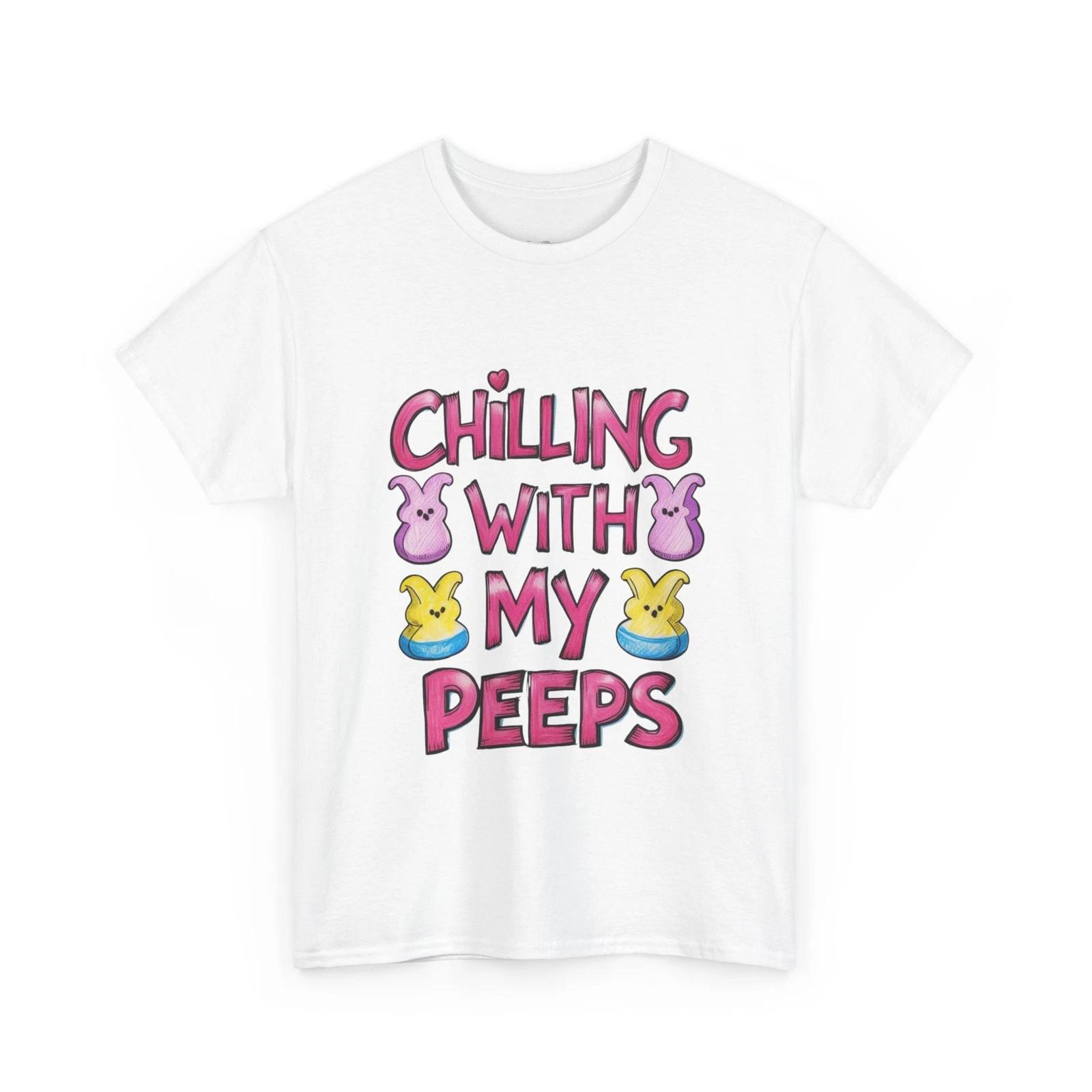 Chillin with My Peeps Marshmallow Tee, Easter Shirt, Unisex Graphic T-Shirt 2XL