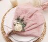12PCS Fringe Cotton Cloth Napkins 30*30cm Rustic Gauze Dinner Napkins for Wedding Bride Shower Party Dining Table Decoration