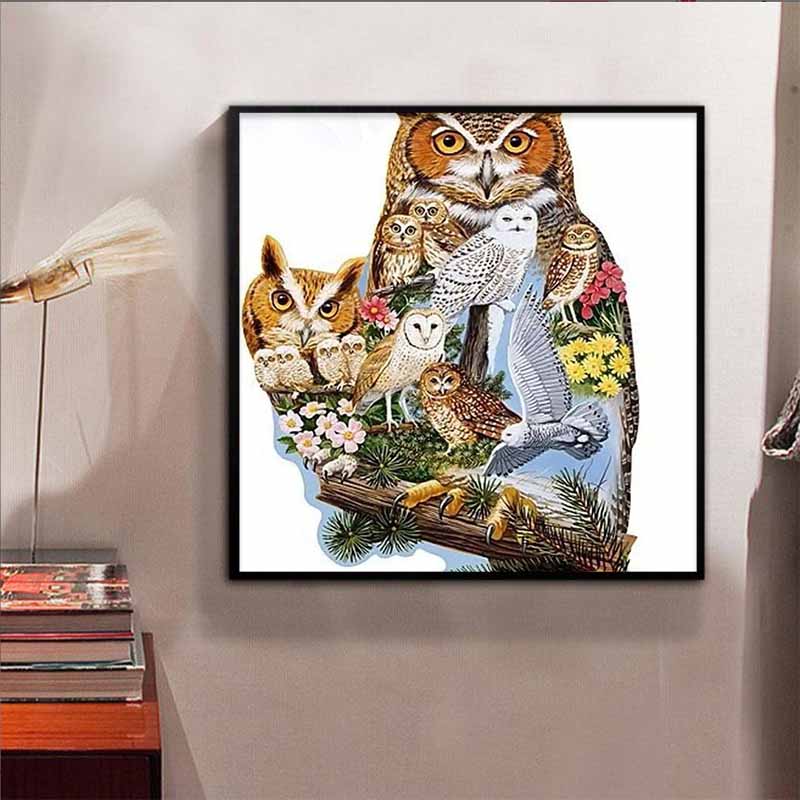 New Arrival 5D DIY Full Circle Diamond Painting "Owl" Embroidery Cross Stitch Home Decor Gift