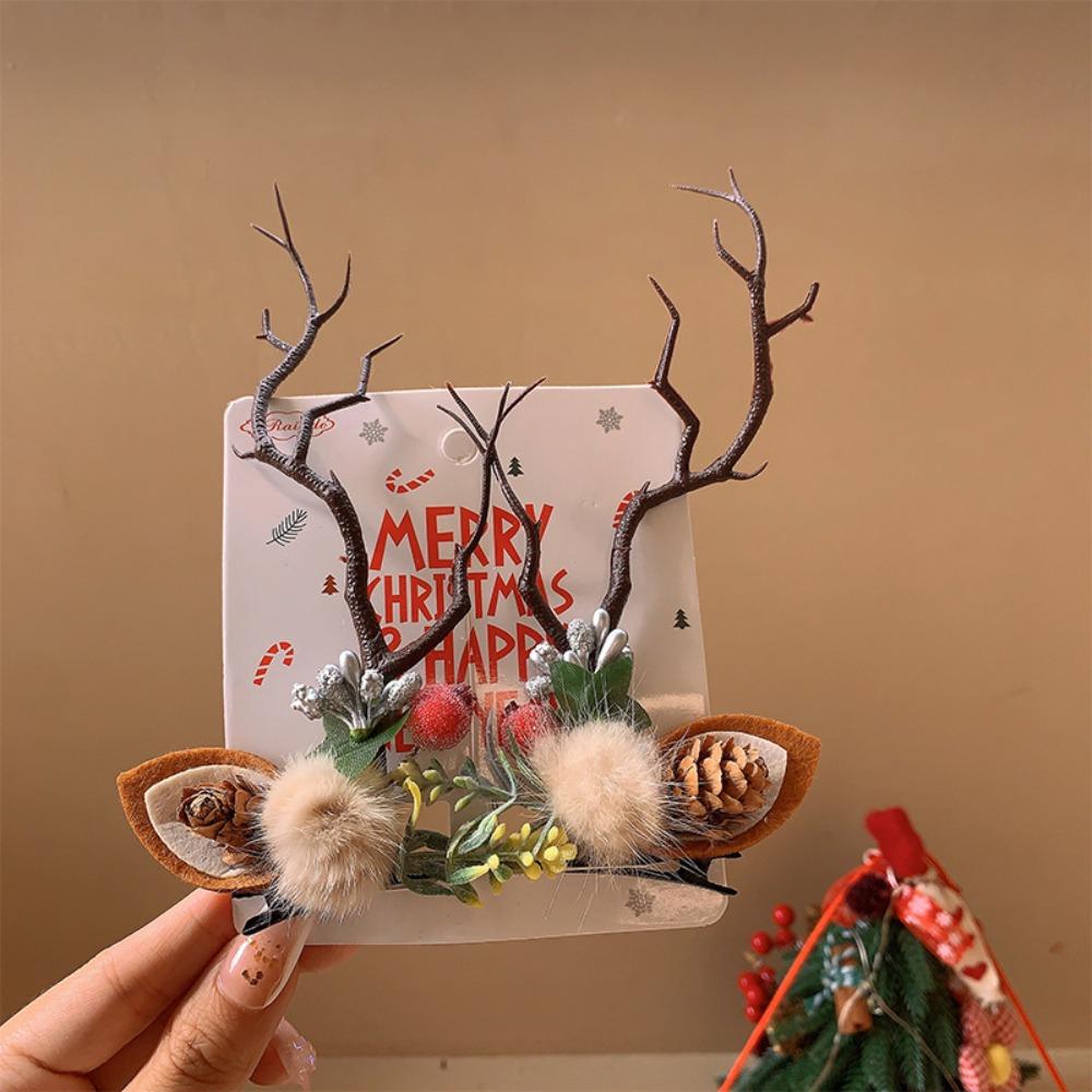 Barrette à cheveux en résine bois d'élan Créative Barrette de Noël Kawali Clip Renne de Noël Quotidien