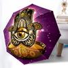 1PC Turkish Devil's Eye Folding Umbrella Auto-Open Design 8 Iron Ribs Plastic Handle Foldable Sunshade Perfect Christmas Gifts
