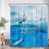 Sea Animals Shower Curtain 3D Dolphin Turtle Octopus Jellyfish Undersea World Bathroom Decoration Kids Polyester Bathtub Curtain