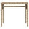 2 Piece Sun Lounger Set with Canopy and Table Beige Poly Rattan
