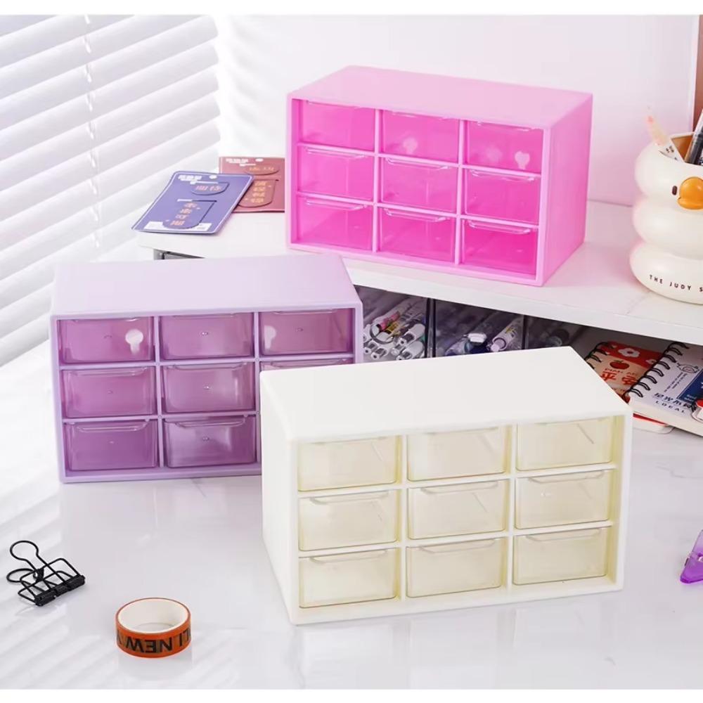 

Dustproof Desktop Drawer Organizer 9 Grids Drawer Organizer Box Storage Box For Jewelry Cosmetics рожевий червоний колір