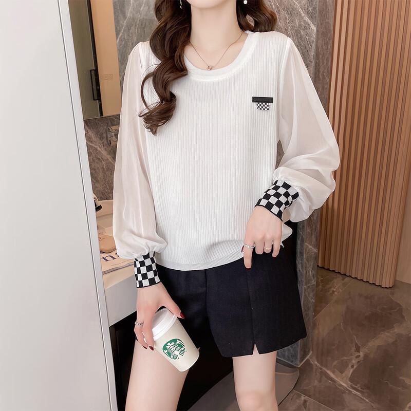 

IMAGINEX Women s Plaid Mesh Knit Sweater One Size