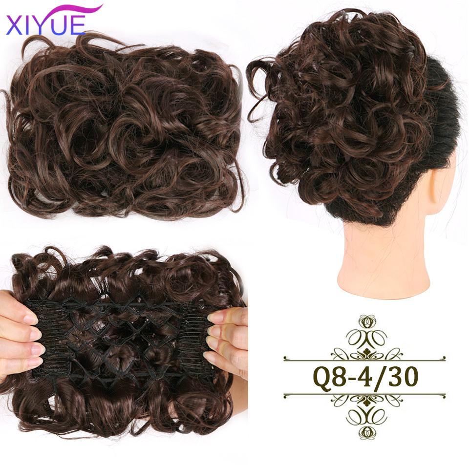 LARGE Comb Clip In Curly Hair Extension Synthetic Hair Pieces Chignon Women Updo Cover Hairpiece Extension Hair Bun
