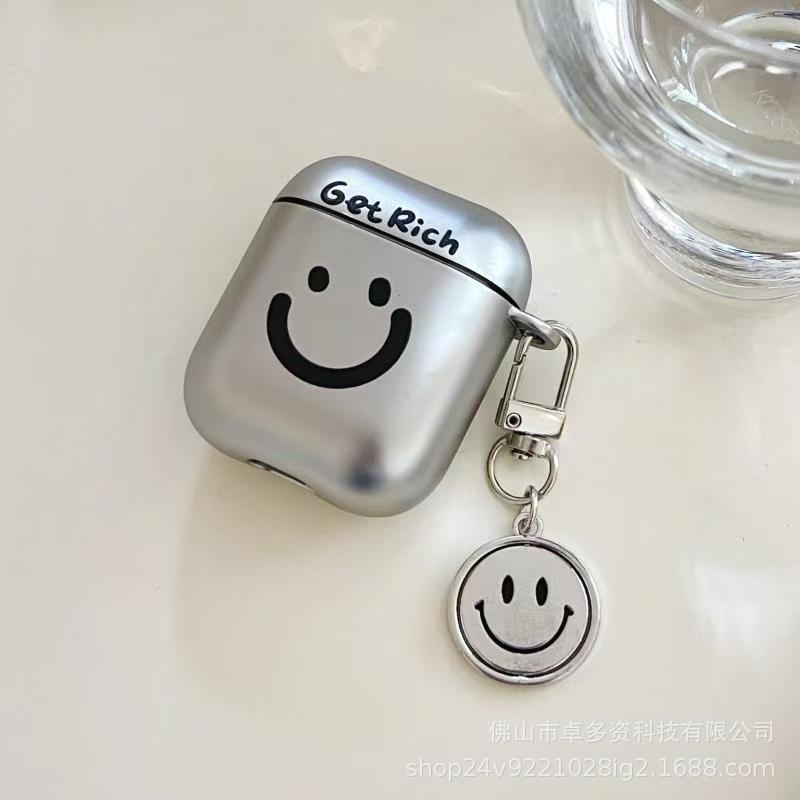 Silver plated smiley face AirPods 1 earphone cover pro second generation airpodspro1 protective cover anti-drop 1st generation