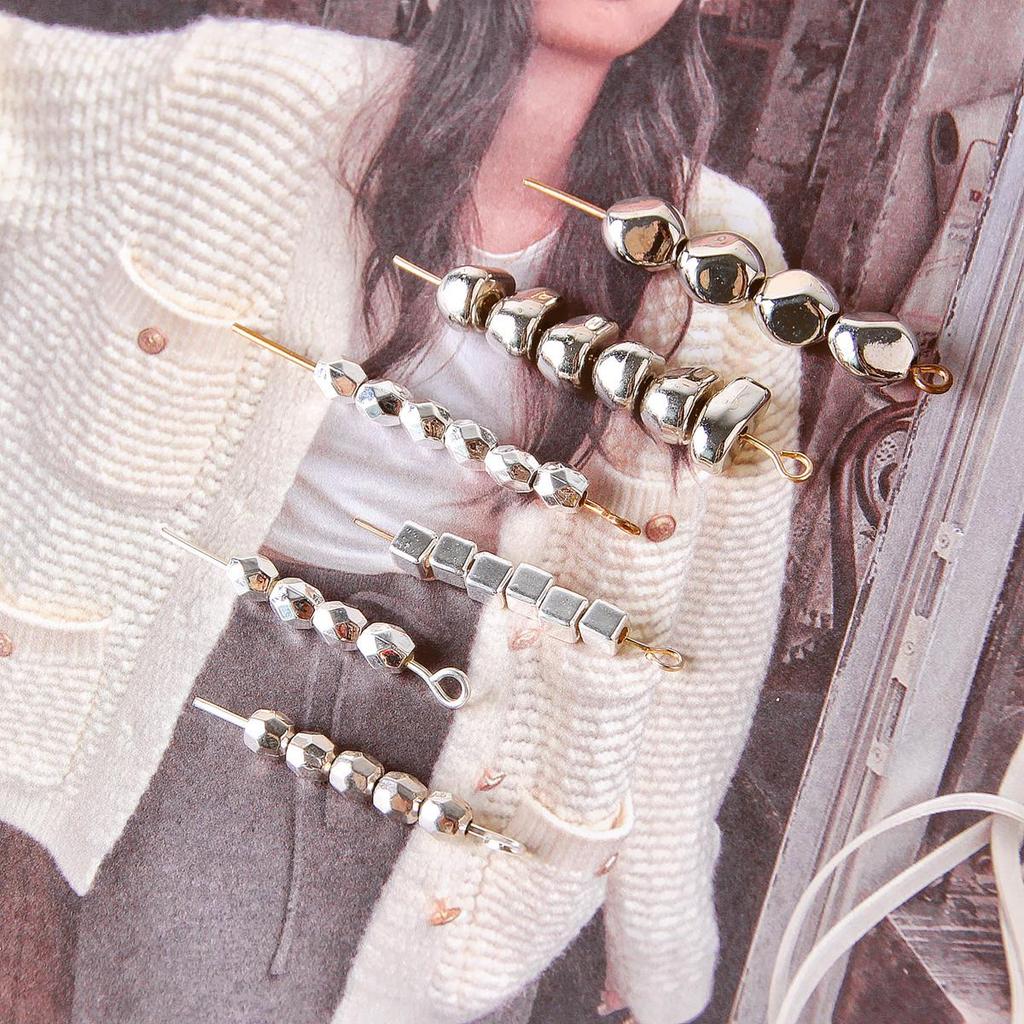 Wszechstronne Srebrne Nierówne Okrągłe Kwadratowe Koraliki Akrylowe do Tworzenia Naszyjników i Bransoletek DIY