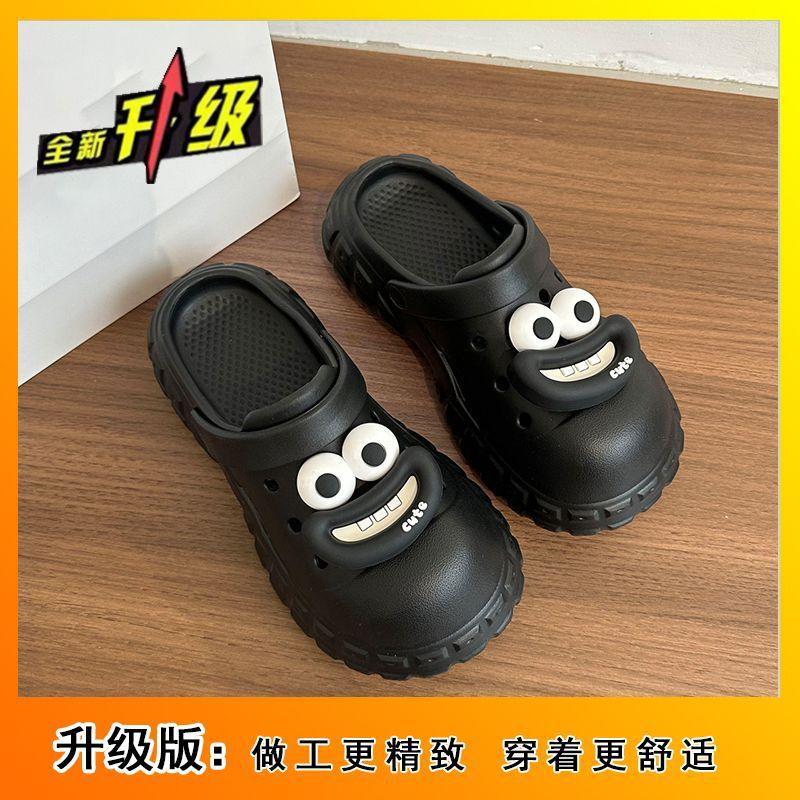 Casual and comfortable, one-foot cool slippers, thick-soled heightening sausage mouth hole shoes, women's outer wear, new in summer and autumn 2025