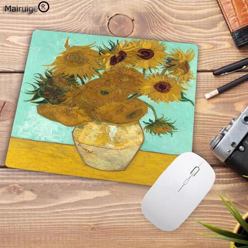 Van Gogh Gamer Play Mats Rubber Art Flower Mouse Pad Small Size 18x22cm Gaming Mouse-pads for Office Desk Mat Office Setup