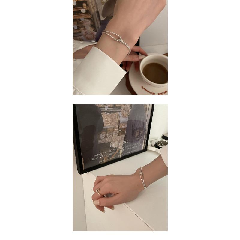 Women Minimalist Geometric Knotted Double Layer Chain Bangle Bracelet