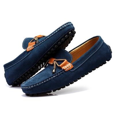 High Quality Suede Leather Men Loafers Casual Business Shoes Non-slip Outdoor Driving Soft Bottom Shoes Genuine Leather Flats