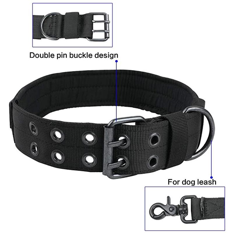 Pet K9 Tactical Dog Collar Adjustable Double Buckle German Shepherd  Training Leash And Collar Set Large Medium Dogs Accessories