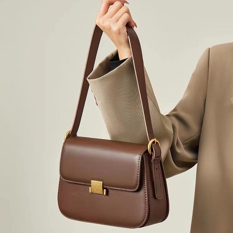 Light Luxury Crossbody SHOUKENPIJU-896082 Popular Bag Ladies New Crossbody Bag Female Tofu One-shoulder Underarm Small Square Bag Genuine Leather