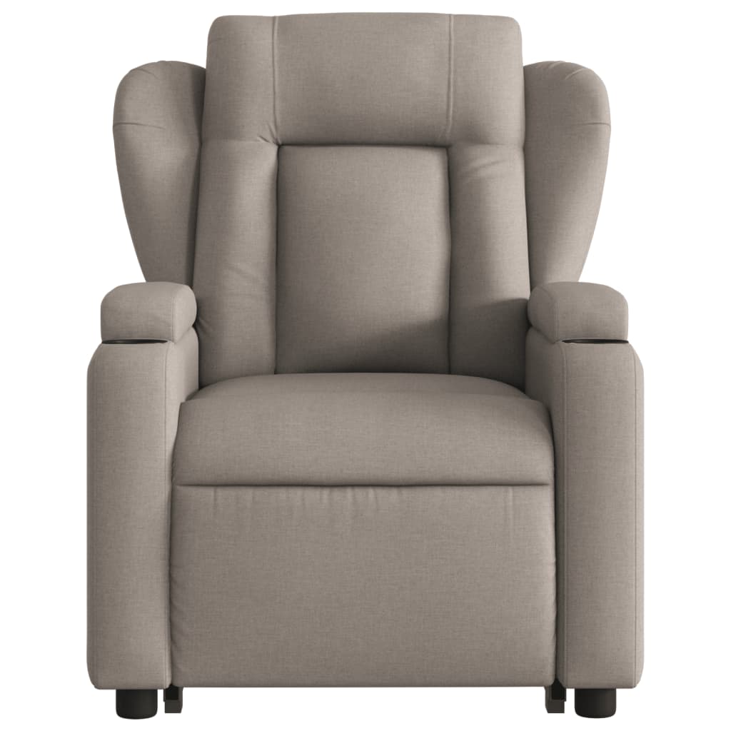 Electric Recliner Chair with Rising Function Taupe Fabric