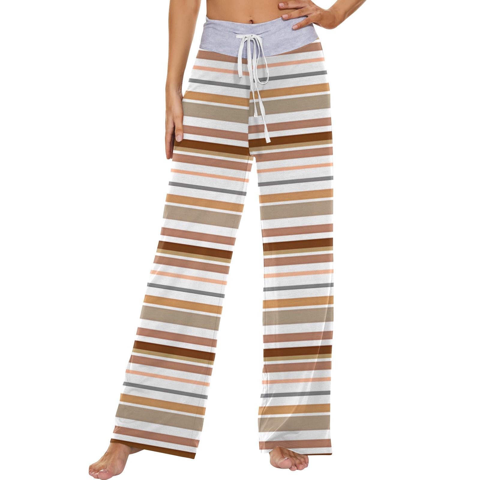 

Женские модные повседневные удобные пижамные штаны с принтом в полоску, широкие брюки на шнурке XL белый