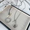 Blogger same magnifying glass pendant long necklace women's light luxury niche high sense retro ins black rope sweater chain