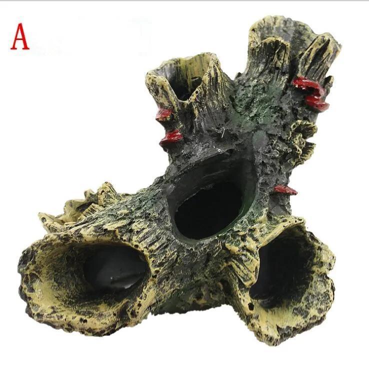 

1 шт. Аквариумный ландшафт Декоративный мох Деревянный домик Смола Пещера Украшение для аквариума A