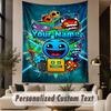 Custom Text Printed Tapestry Geometry Dash Pattern Large Wall Hanging Indoor Room Decor