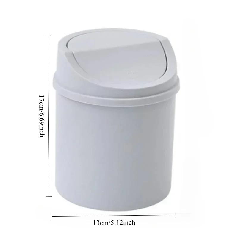 פח שולחני מיני פח אשפה קטן צינור עם מכסה פח אשפה לחדר שינה פח אשפה קופסת אחסון למקום עבודה נקי שולחן ביתי