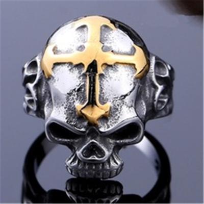 Herren Retro Punk Hand Schmuck Kreuz Schädel Herren Ring