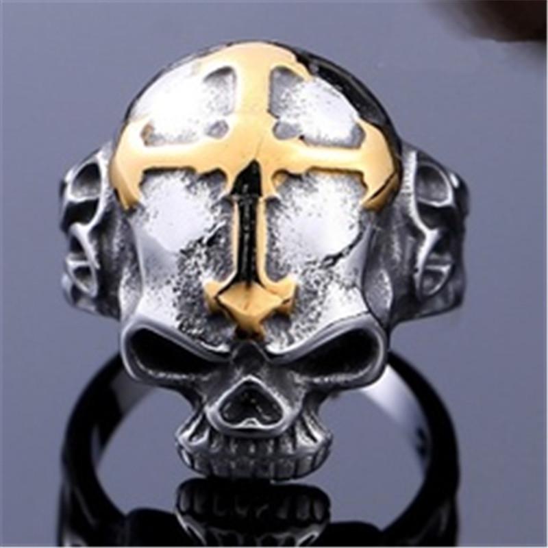 Men's Retro Punk Hand Jewelry Cross Skull Men's Ring