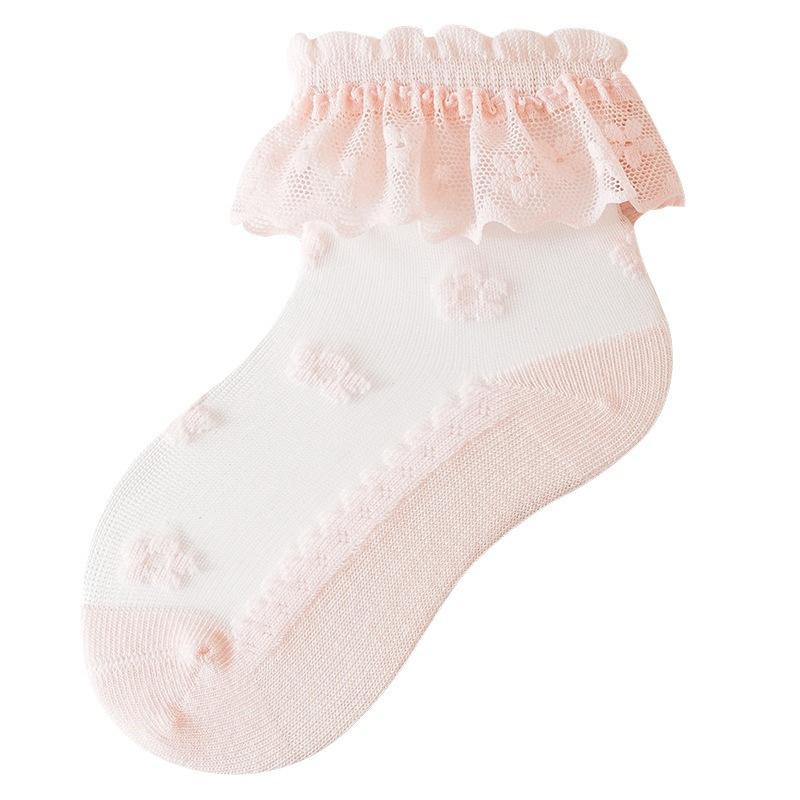 Baby Girl Socks Breathable Cotton Lace Ruffle Princess Mesh Socks Children Ankle Short Sock White Pink Beige Girls Kids Toddler