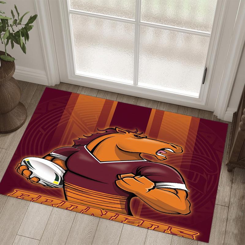 Brisbane Broncos Design Crystal Velvet Carpet Cozy Non?Slip Printed Rug For Bedroom Living Room Entrance