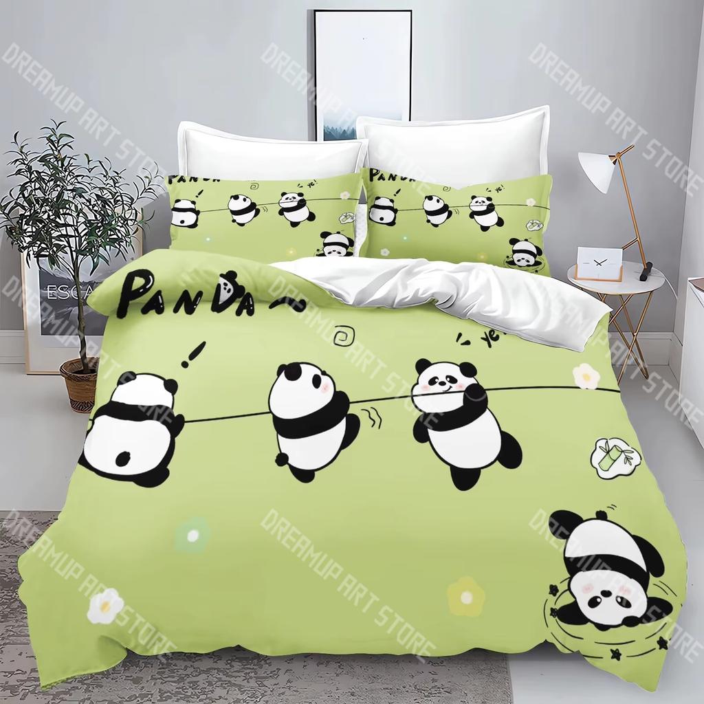 Fashion Cute Cartoon Panda Bedding Set Single Twin Full Queen King Size Bed Set Kids Bedroom Duvetcover Sets Bed Sheet Set