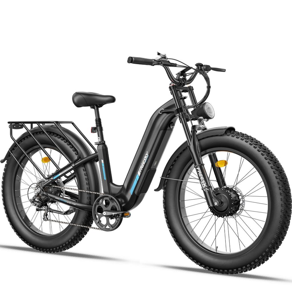 Freesky M540 Electric Bike, 2 * 160NM Dual Motor, 48V 23AH Battery, 26*4.0'' Tires, 32MPH, LCD Display, Hydraulic Brakes