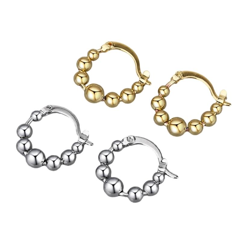 Elegant Movable Bead Earrings Small Beads Hoop Earrings Present for Women Perfect for Daily Wear and Special Occasions