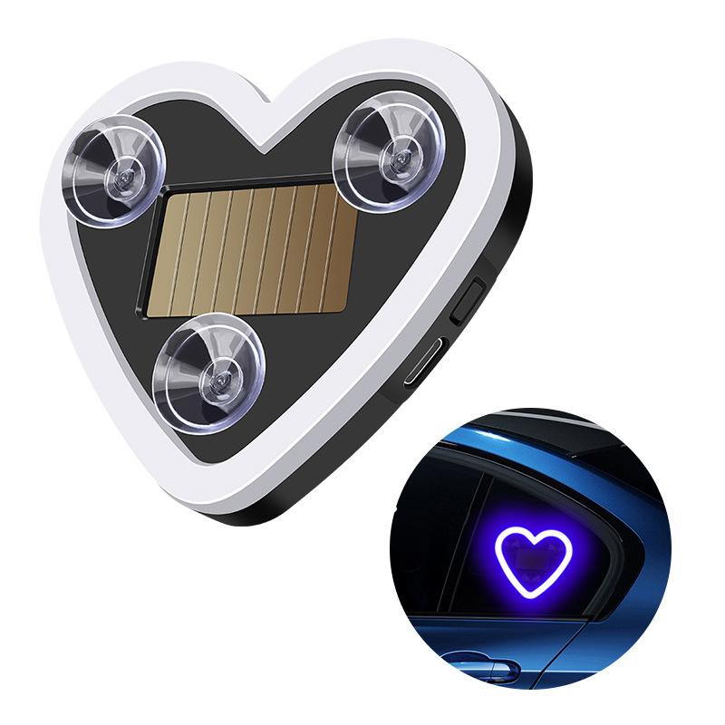 Car Led Window Decoration Heart Neon Light Suction Cup Fixed Luminous Heart Solar Ambient Neon Light Car Lights Accessories 1Pc
