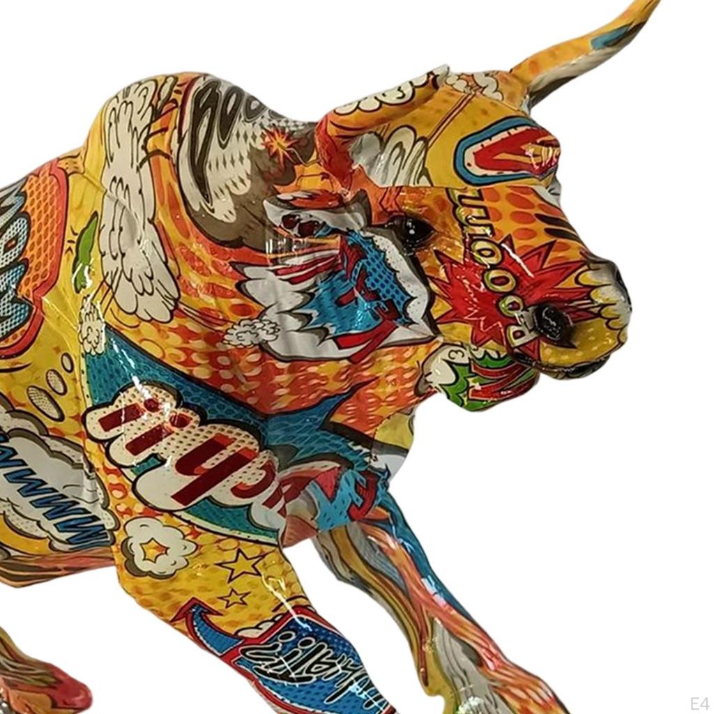 Adorable Cow Figurine Resin Sculpture Tabletop Decoration Artwork Photo Prop Animals Statue for