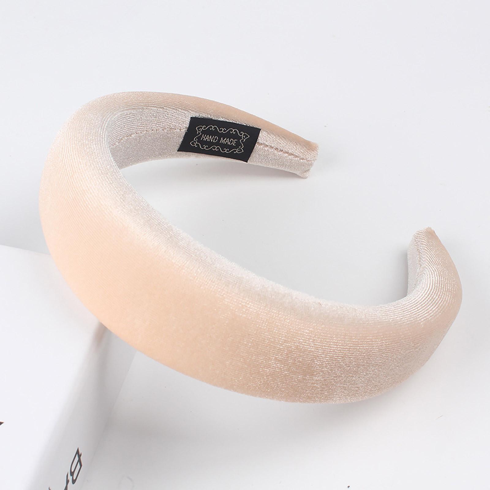 

[brisand] модная однотонная повязка для волос с губкой, женская обруч для волос, милая повязка на голову для девочек One Size бежевый