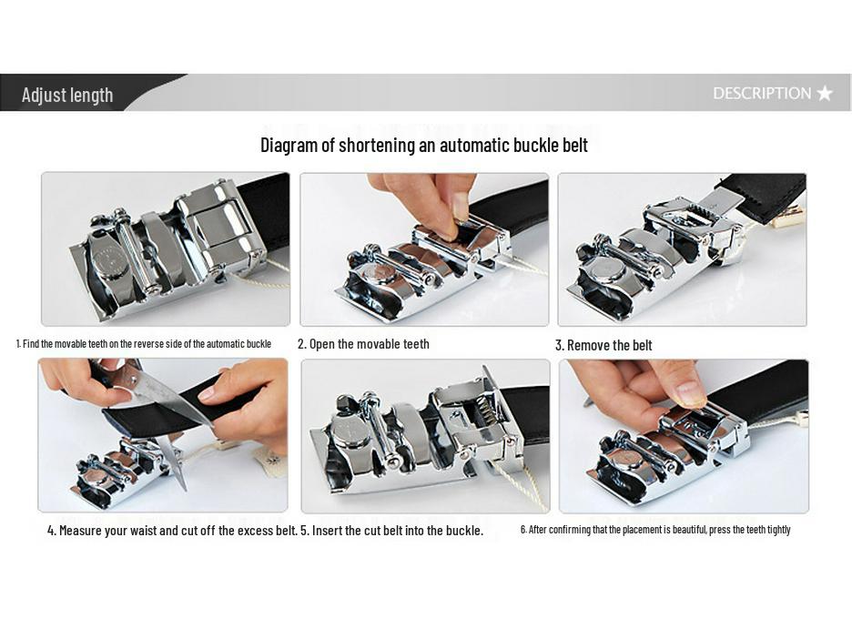 Men's Leather Belt - Casual Business Style with Smooth Alloy Automatic Buckle