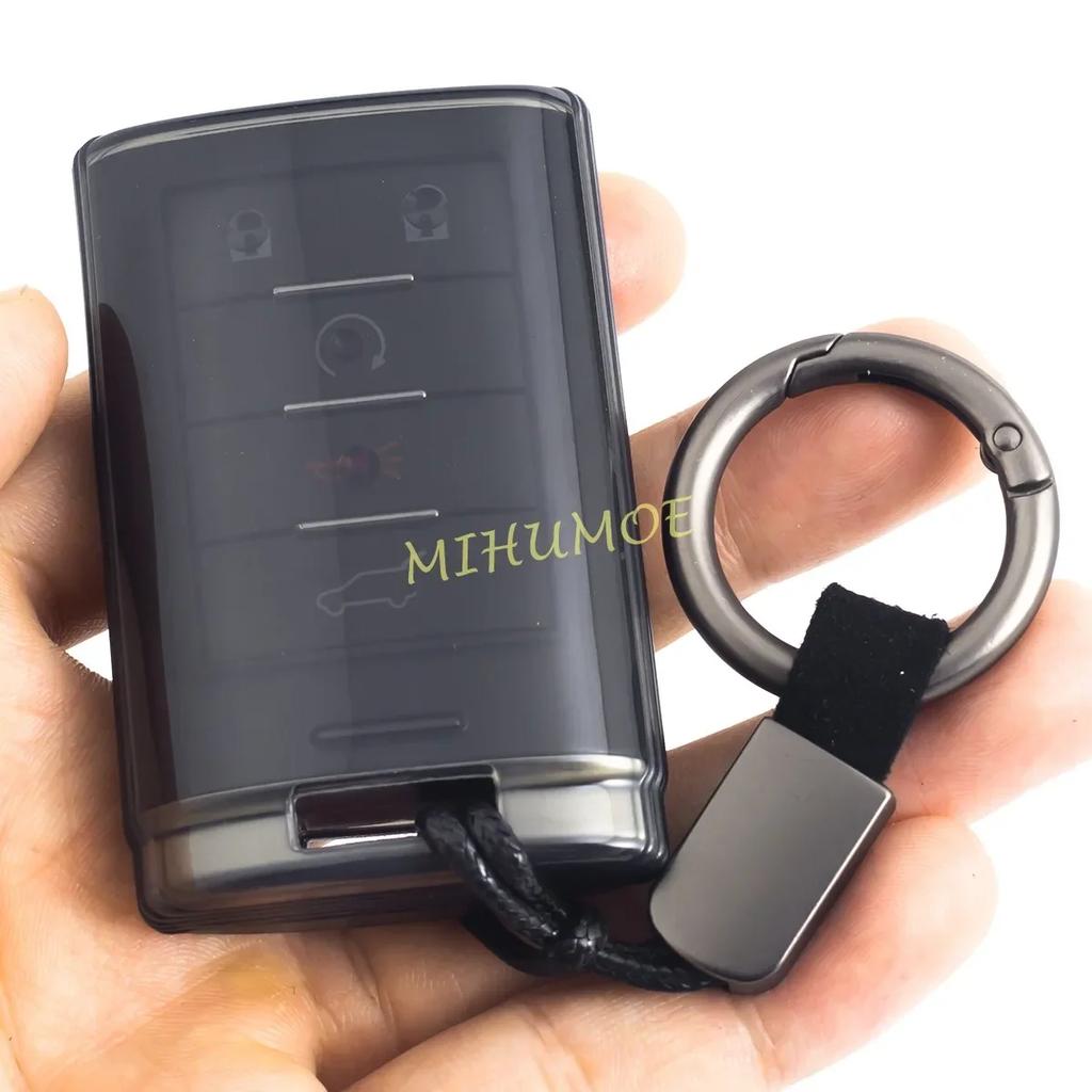 For Cadillac DTS STS CTS SRX XTS ATS Escalade Chevrolet Corvette Black Transparent Car Remote Key Case Cover Keychain Protector
