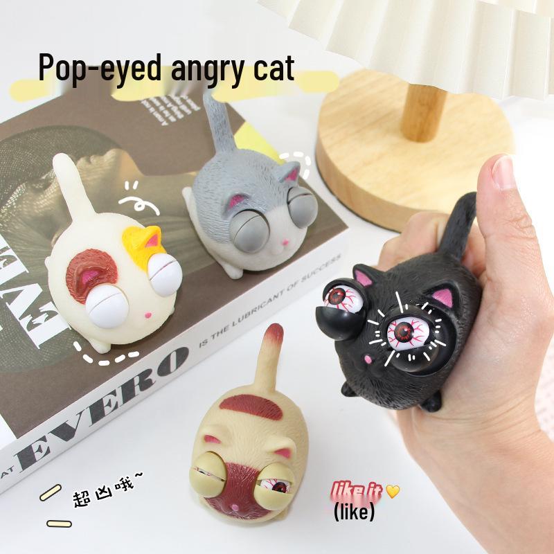 

Squishy Angry Cat Toy with Popping Eyes - Stress Relief & Prank Toy