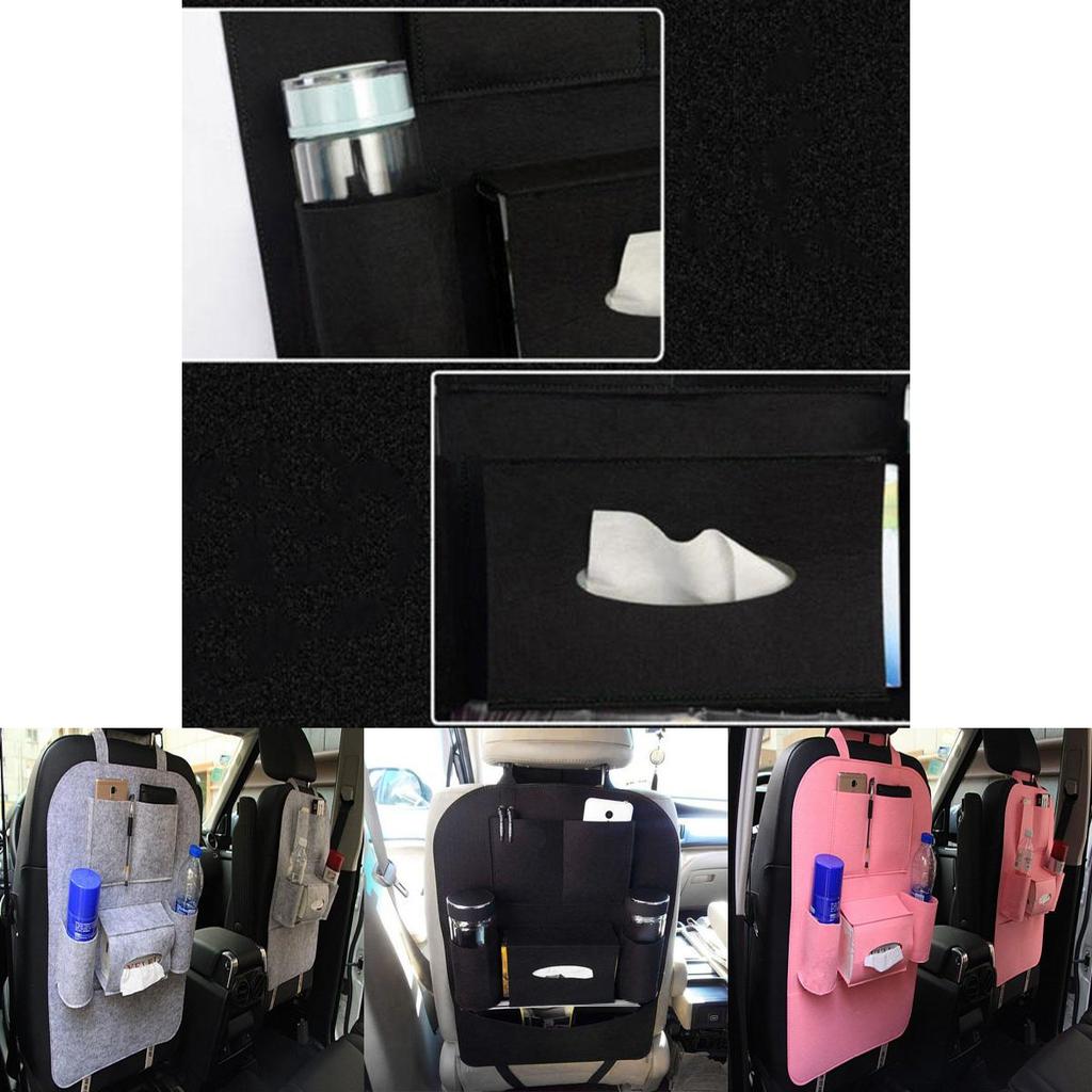 Elegant Black Auto Car Seat Back Organizer With Multi-pocket Storage For Effortless Organization
